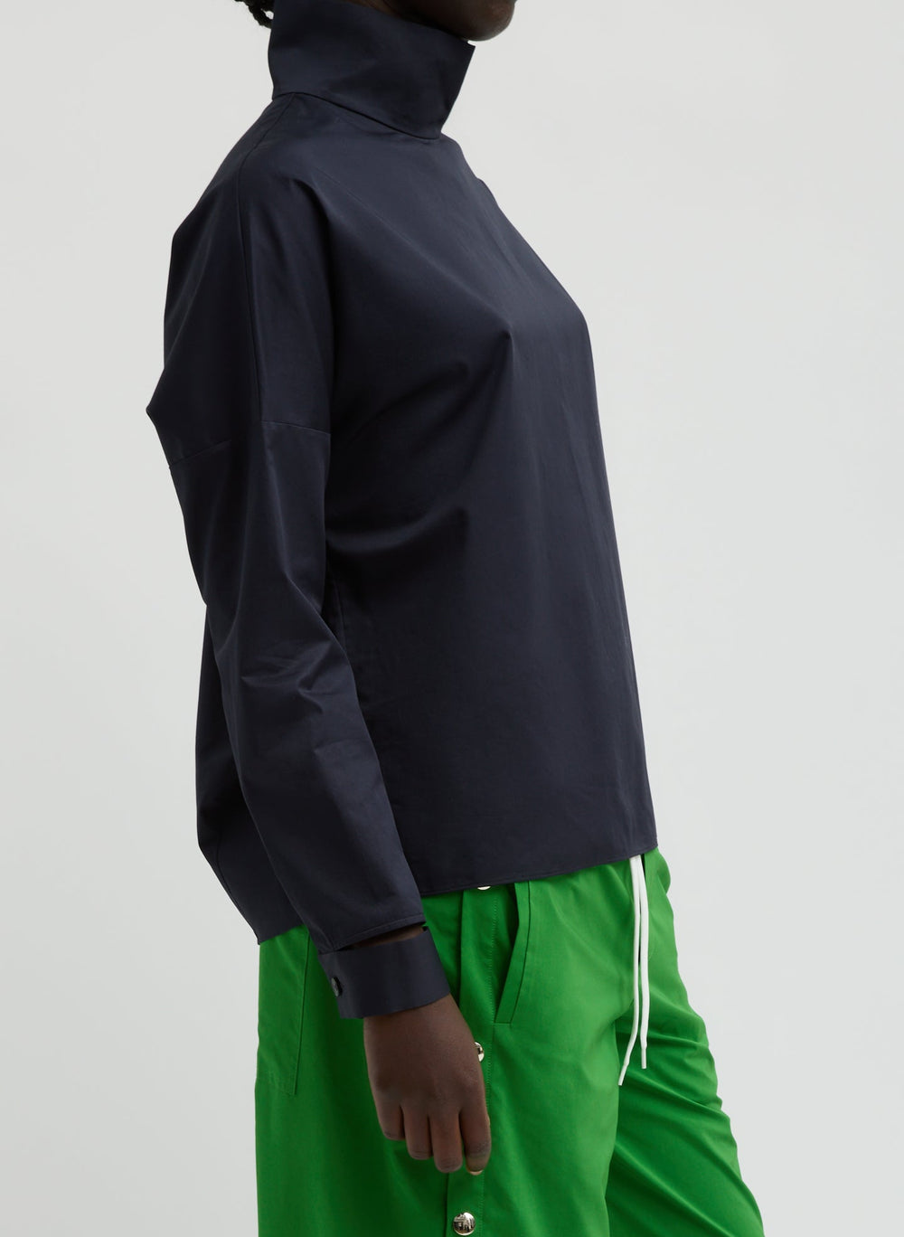 Eco Poplin Funnel Neck Dolman Top | Tibi