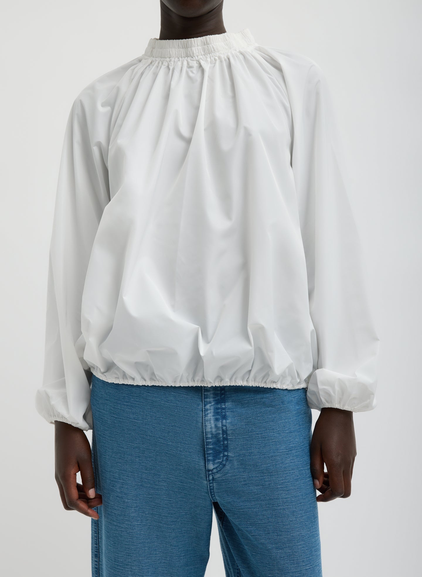 Italian Sporty Nylon Shirred Anorak Top | Tibi