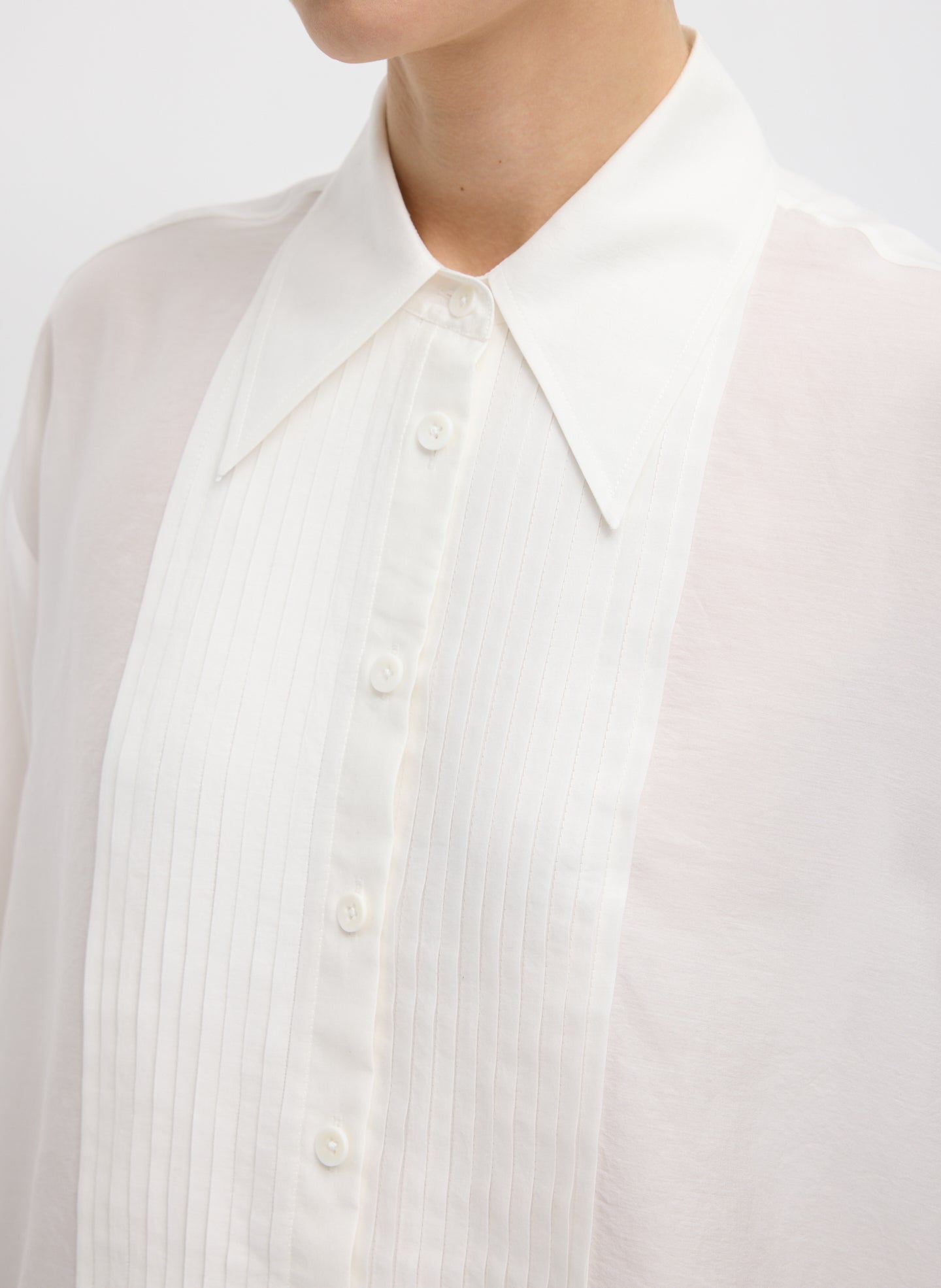 Silk Voile Easy Pintucked Shirt | Tibi