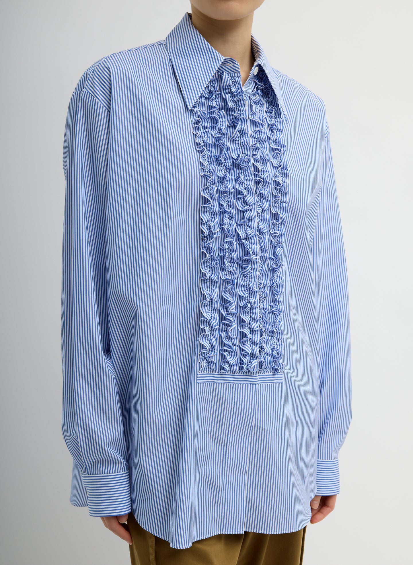 Striped Shirting Easy Tuxedo Shirt | Tibi