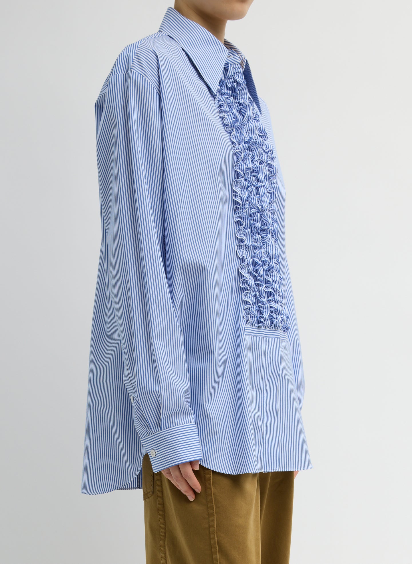 Striped Shirting Easy Tuxedo Shirt | Tibi