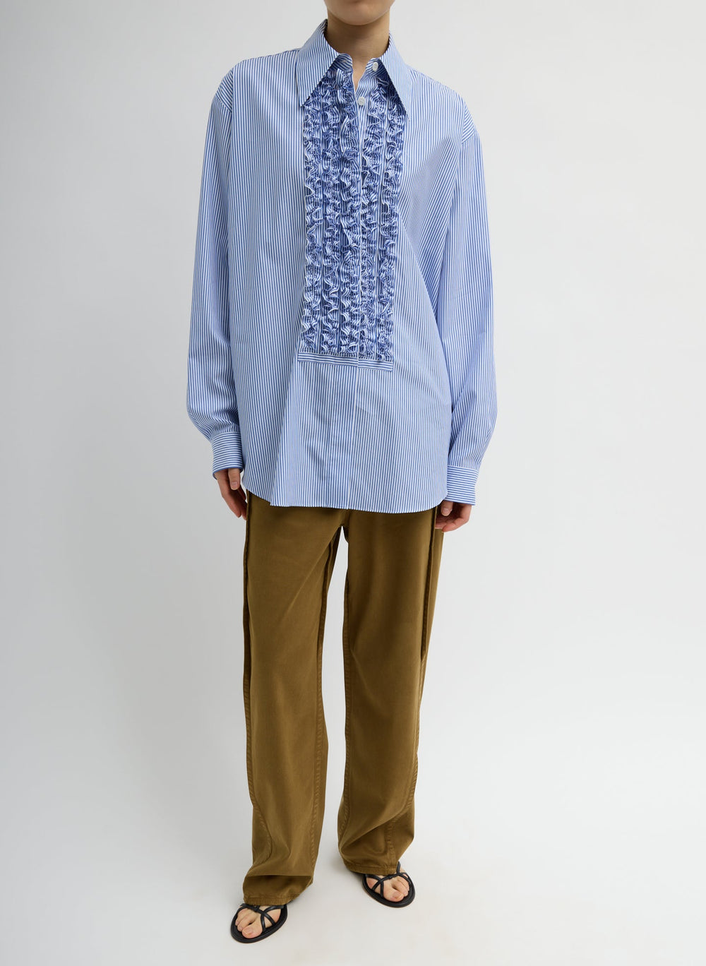 Striped Shirting Easy Tuxedo Shirt | Tibi