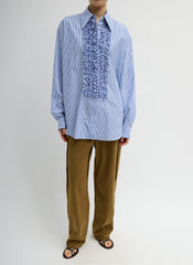 Striped Shirting Easy Tuxedo Shirt | Tibi