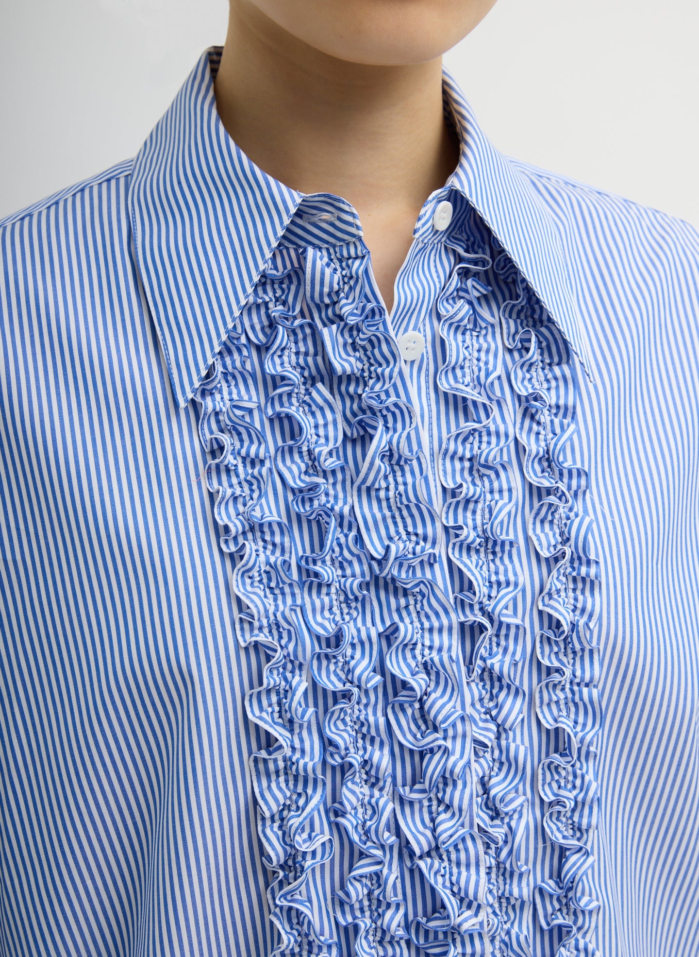 Striped Shirting Easy Tuxedo Shirt | Tibi