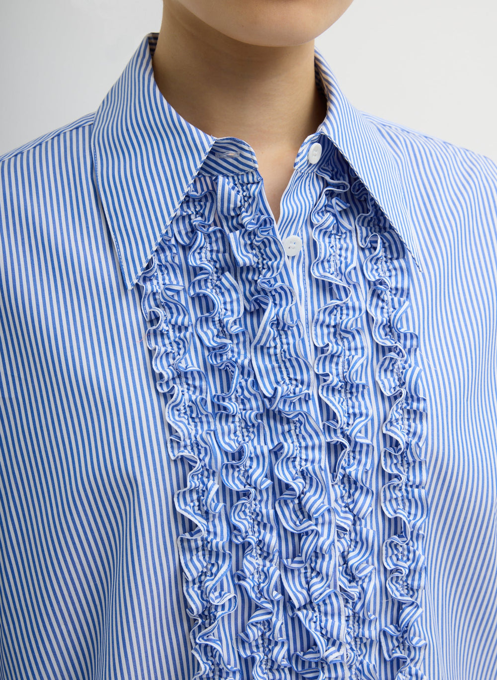 Striped Shirting Easy Tuxedo Shirt | Tibi