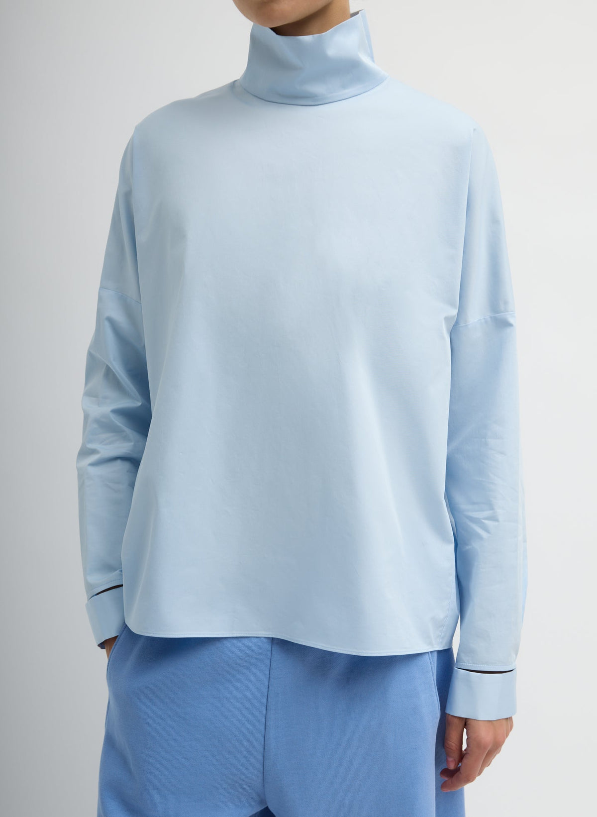 Eco Poplin Funnel Neck Dolman Top | Tibi