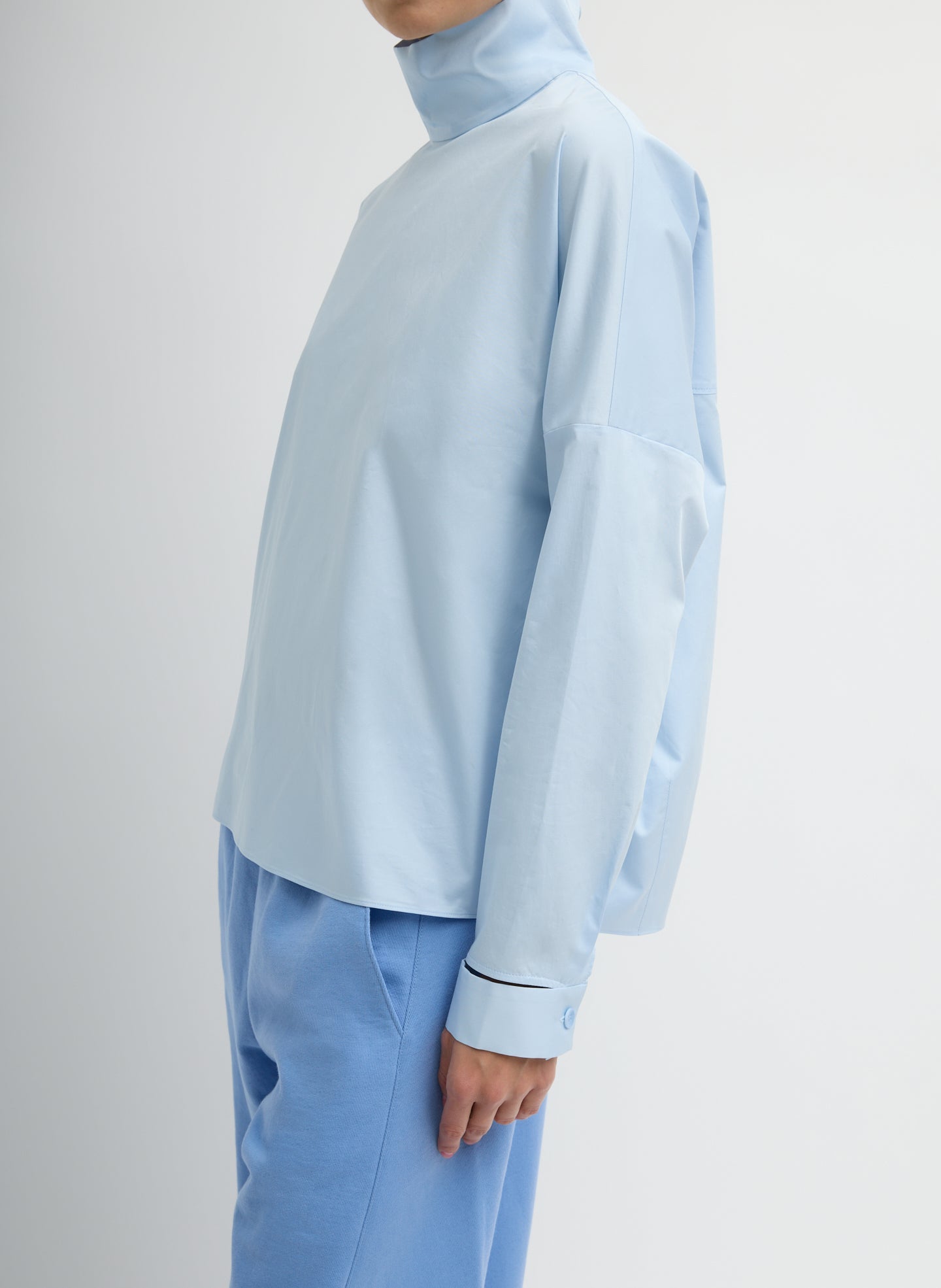 Eco Poplin Funnel Neck Dolman Top | Tibi