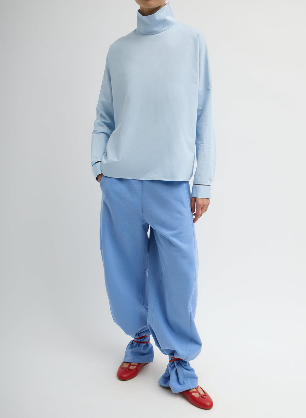 Eco Poplin Funnel Neck Dolman Top | Tibi