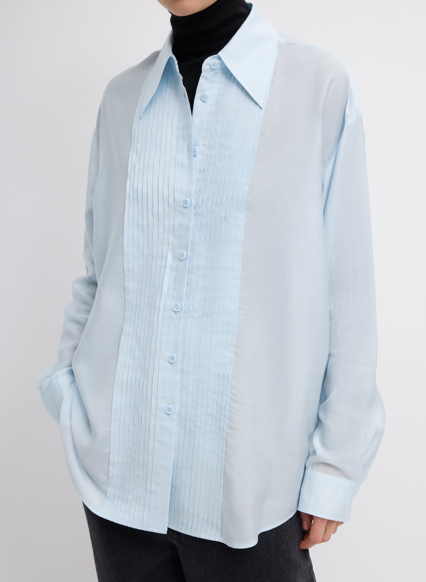 Silk Voile Easy Pintucked Shirt | Tibi