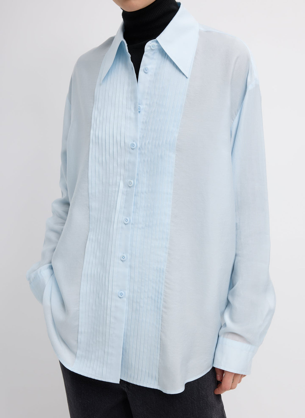Silk Voile Easy Pintucked Shirt | Tibi