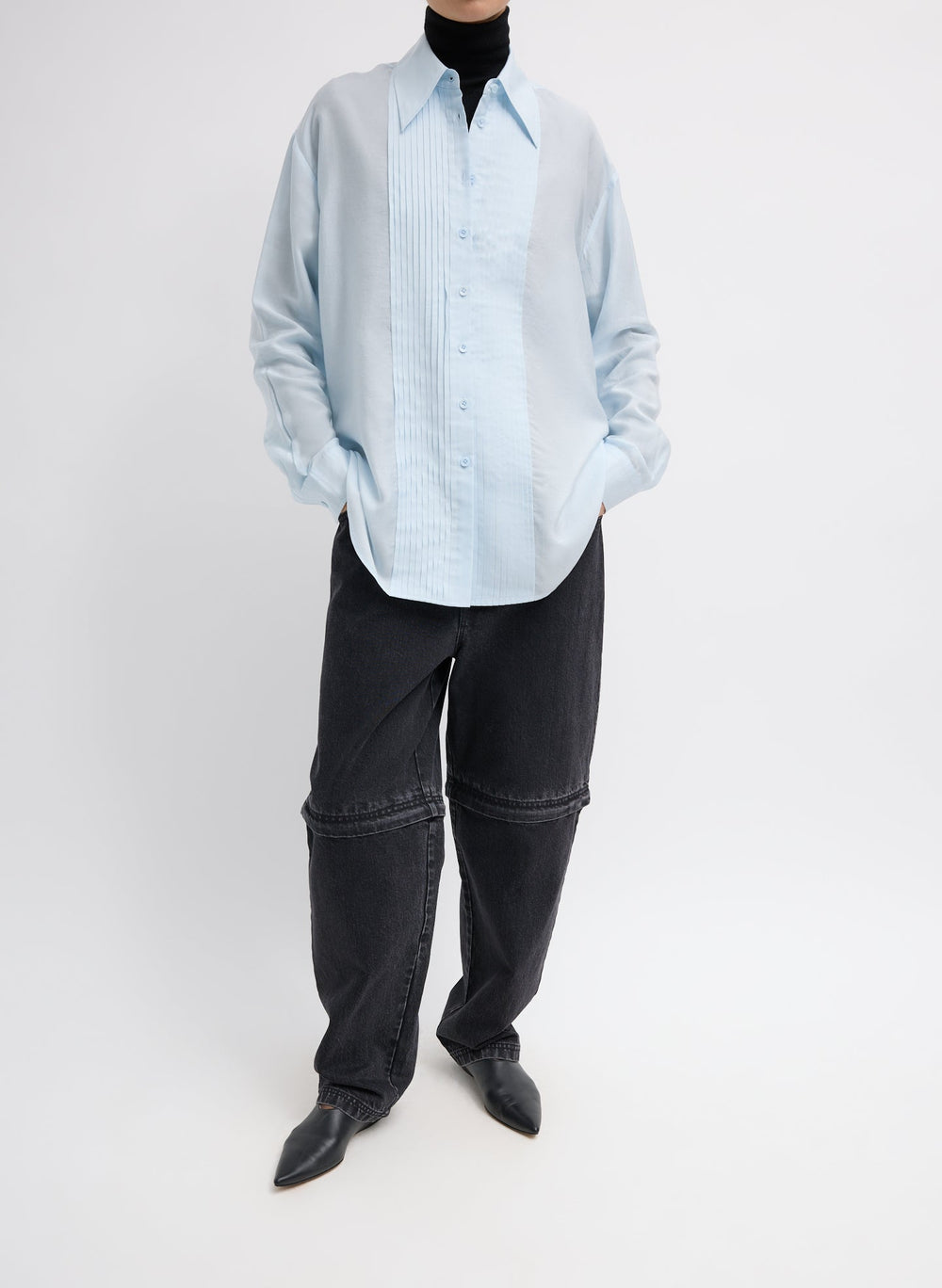 Silk Voile Easy Pintucked Shirt | Tibi