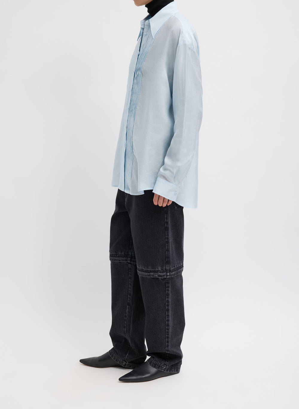 Silk Voile Easy Pintucked Shirt | Tibi