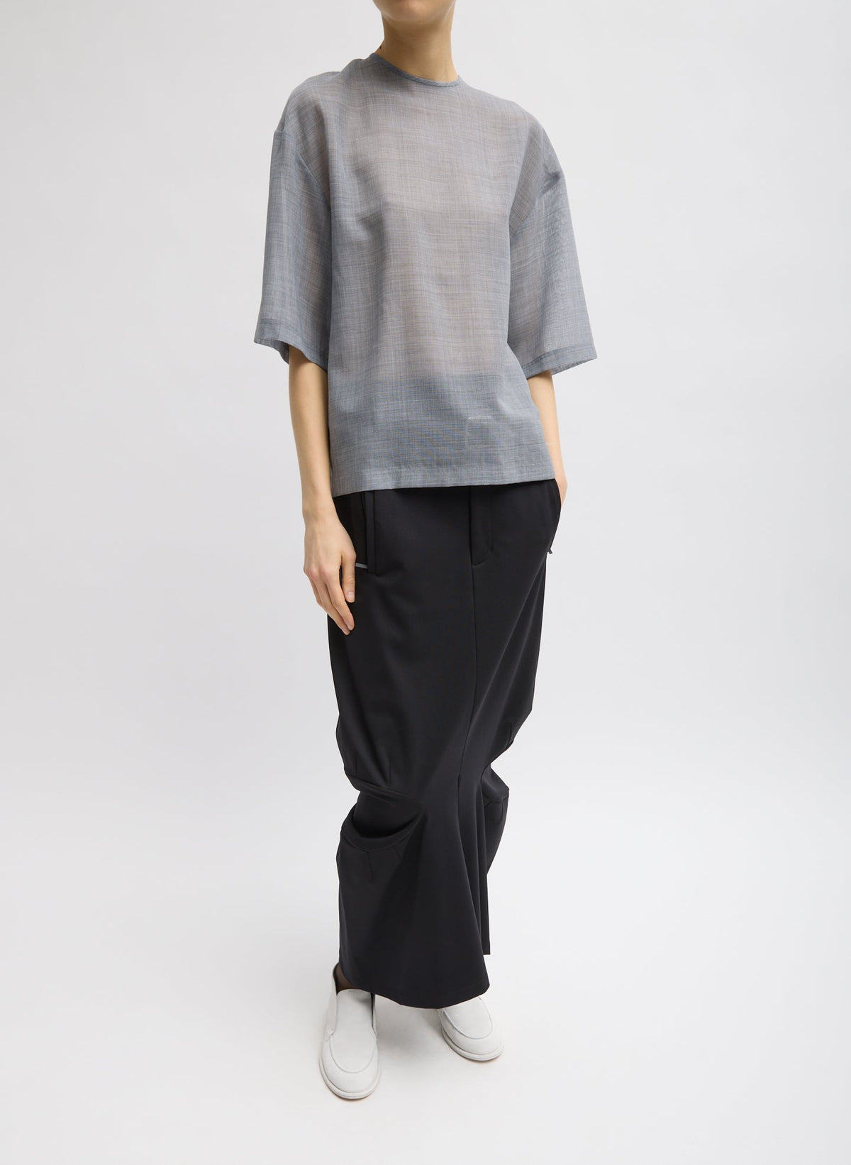 Sheer Wool Gauze Easy T-Shirt | Tibi