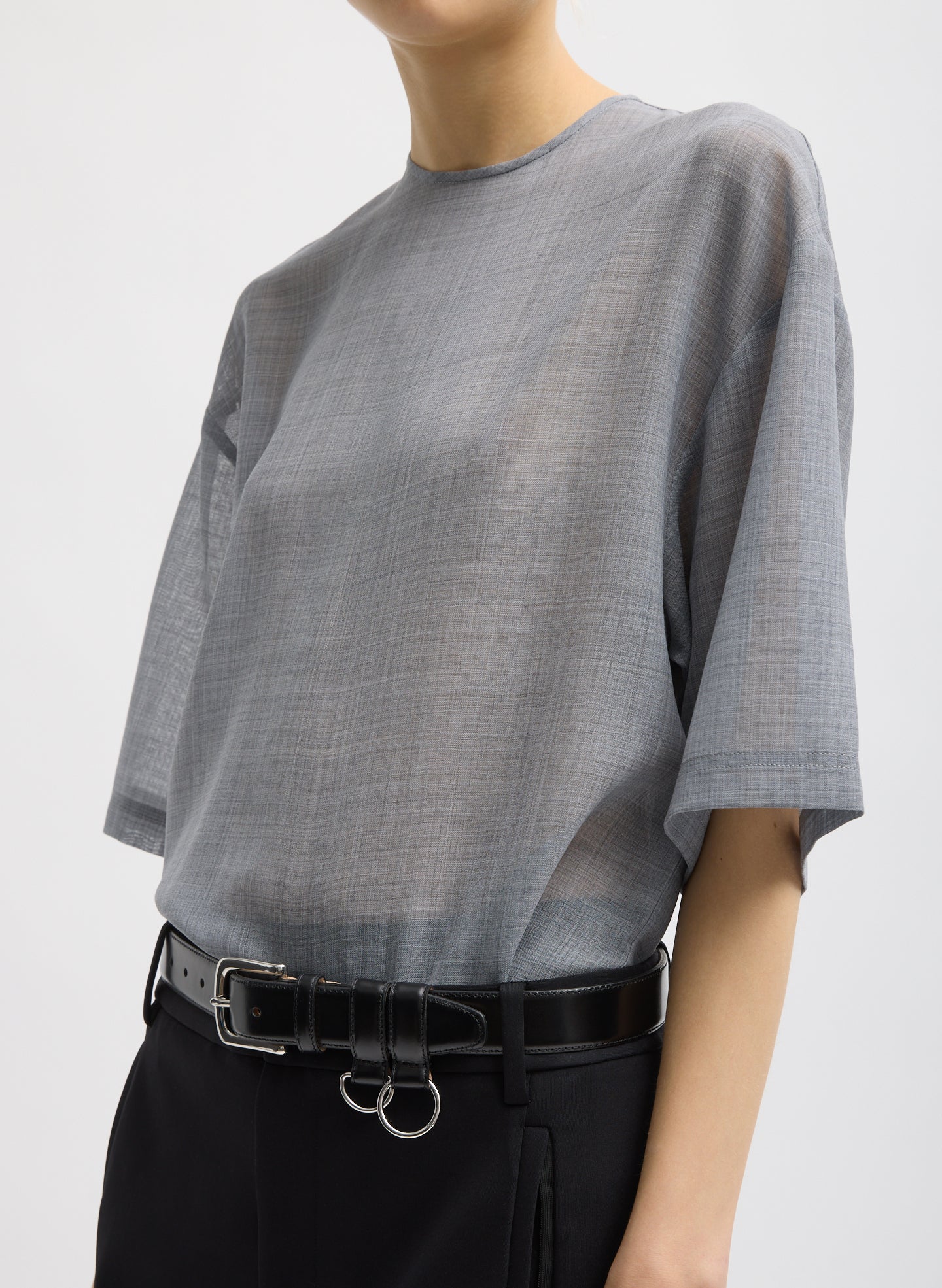 Sheer Wool Gauze Easy T-Shirt | Tibi