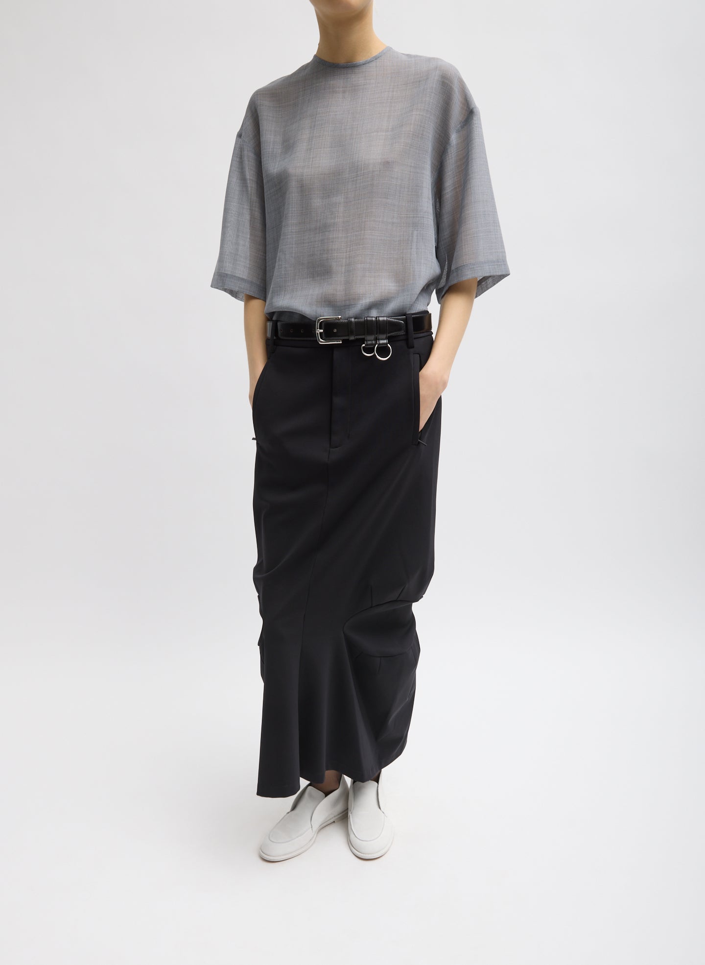 Sheer Wool Gauze Easy T-Shirt | Tibi