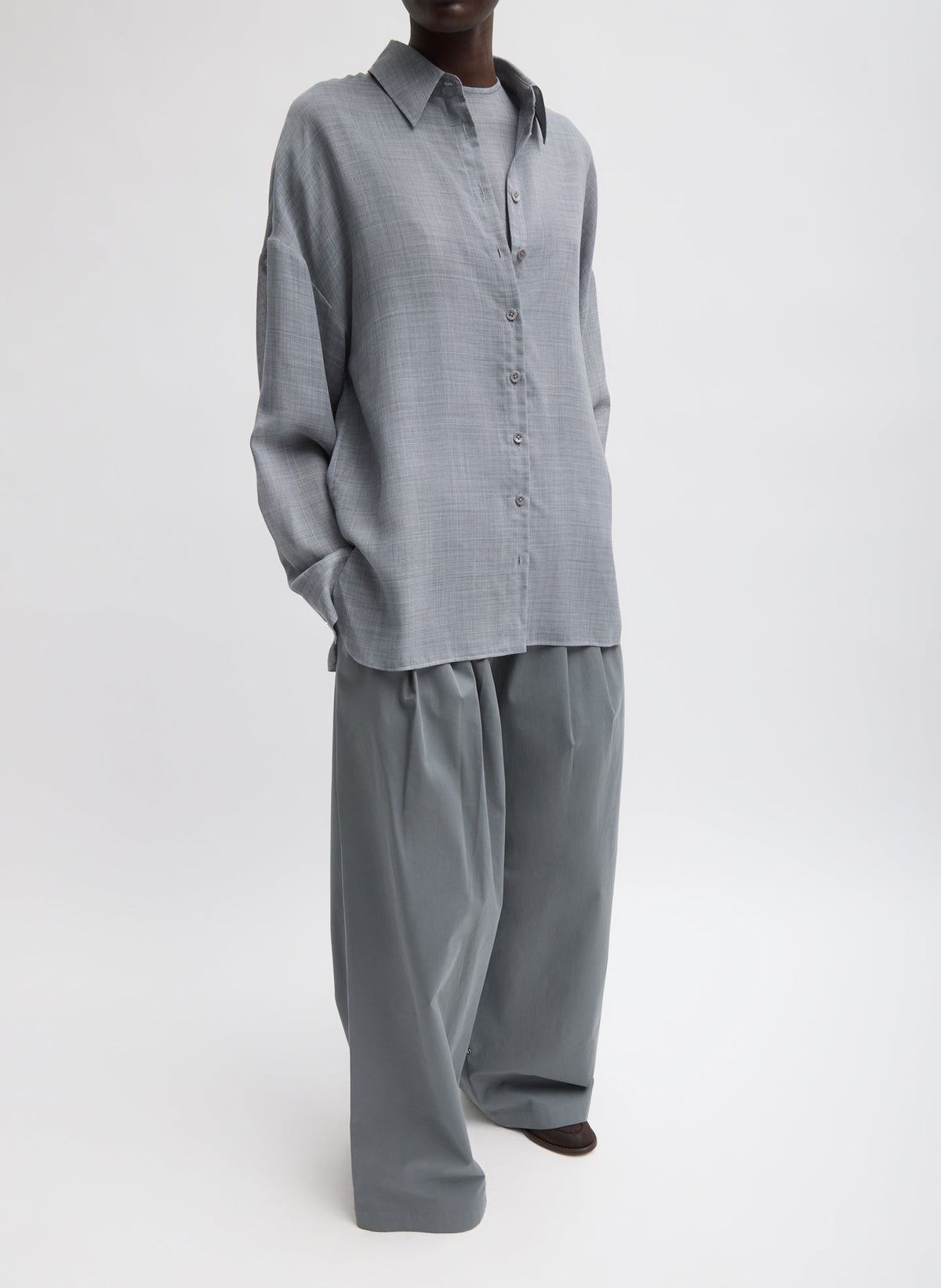 Sheer Wool Gauze Oversized Shirt | Tibi