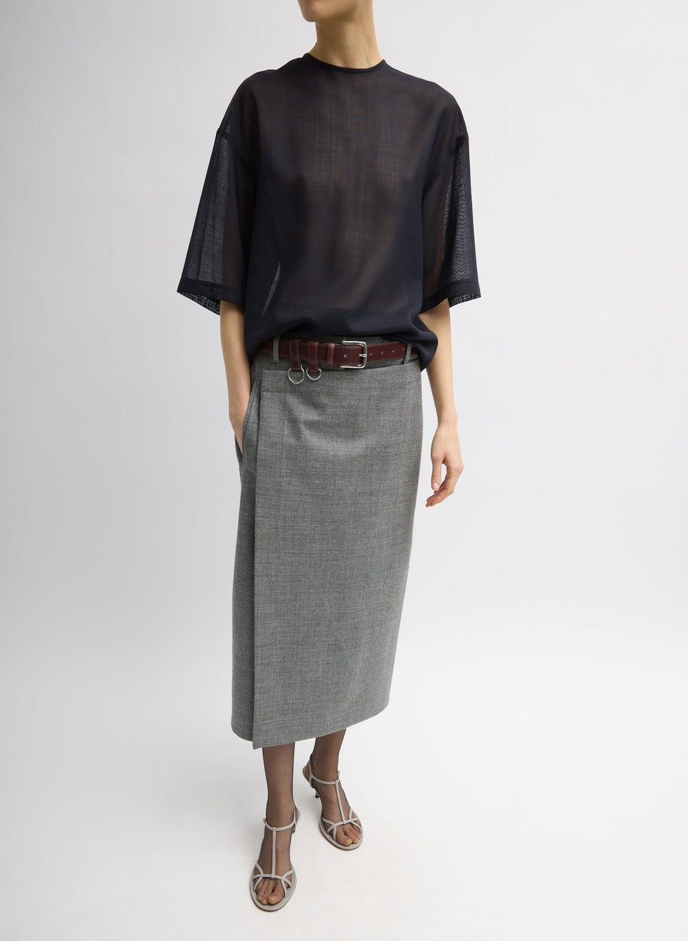 Sheer Wool Gauze Easy T-Shirt | Tibi