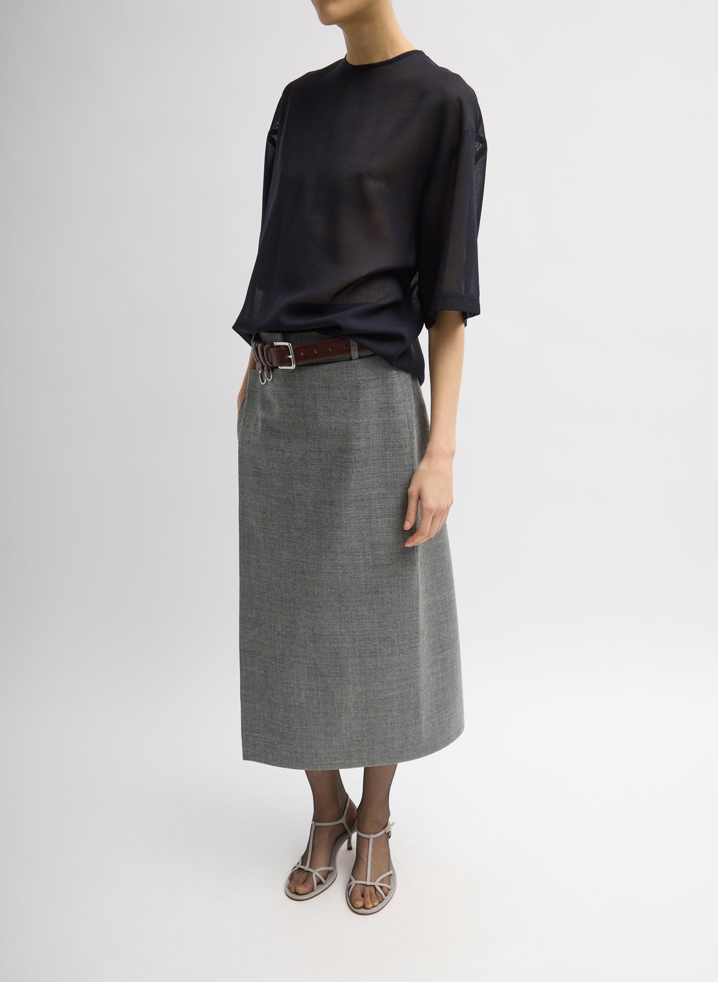 Sheer Wool Gauze Easy T-Shirt | Tibi