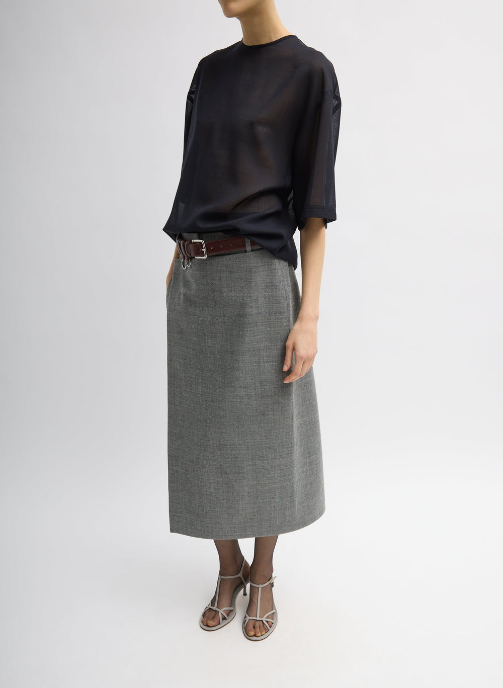 Sheer Wool Gauze Easy T-Shirt | Tibi