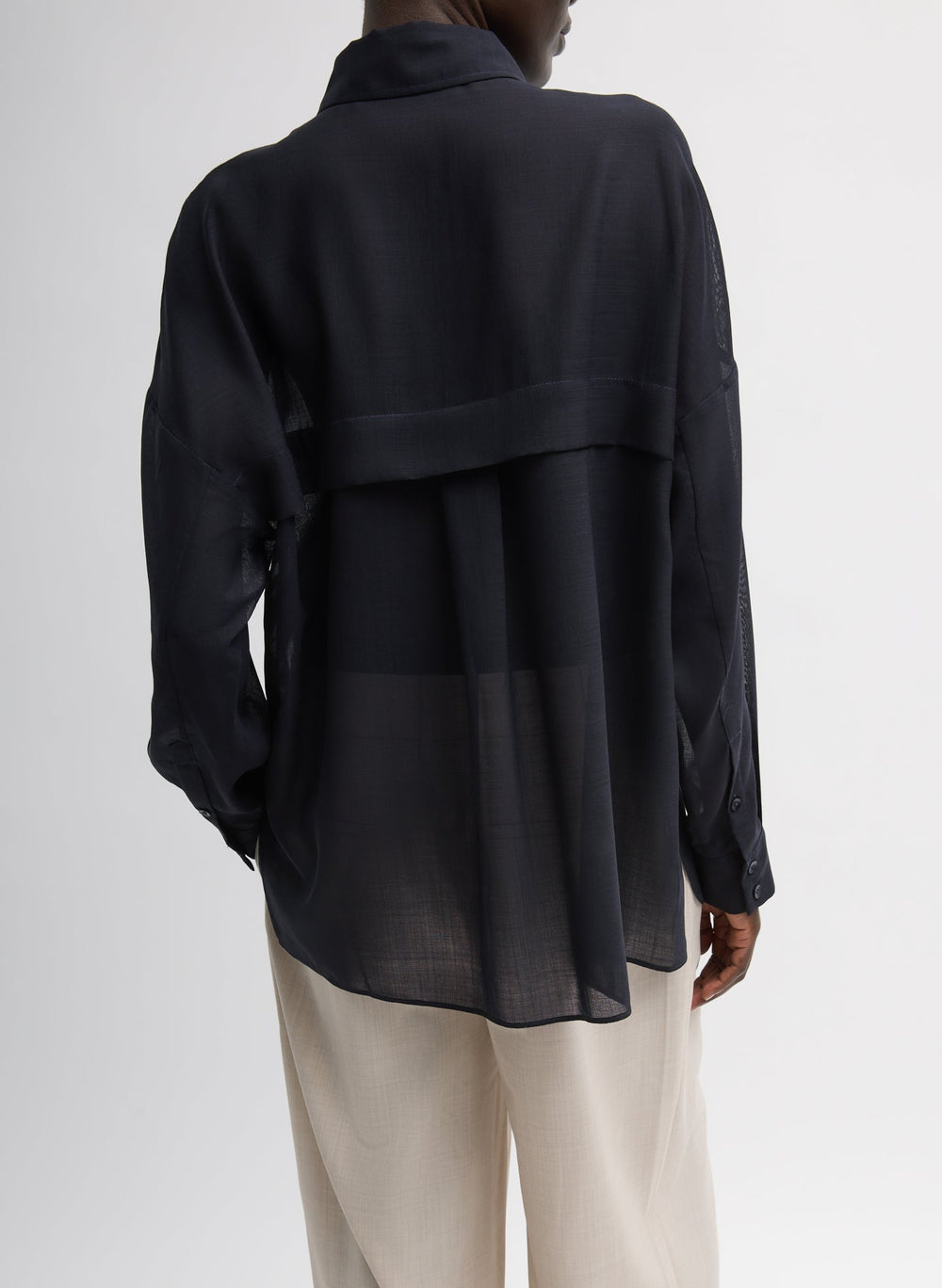 Sheer Wool Gauze Oversized Shirt | Tibi