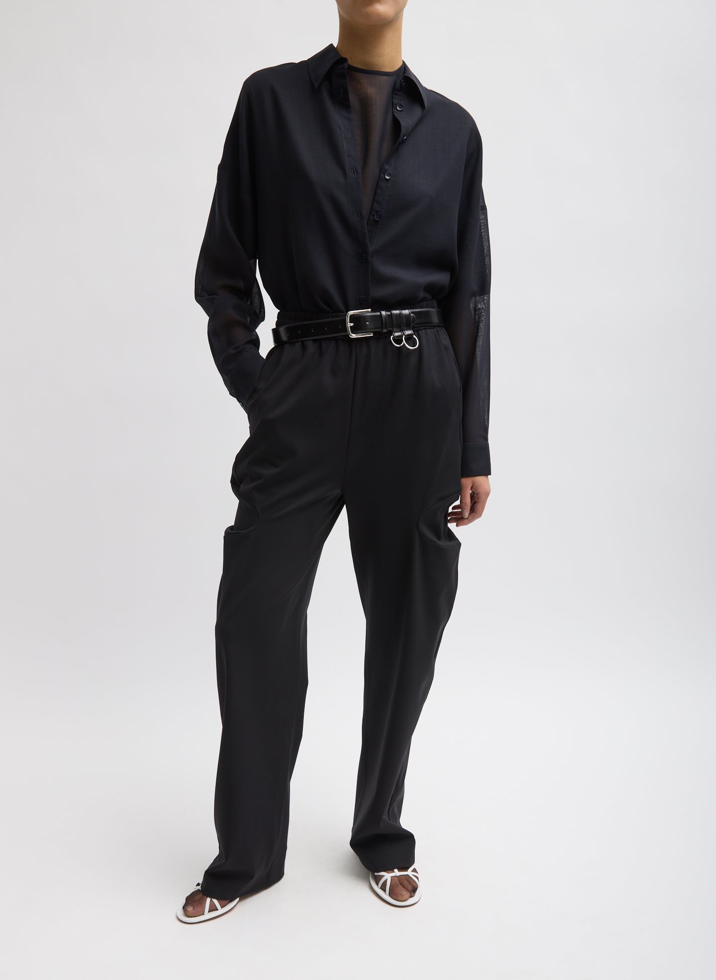 Sheer Wool Gauze Oversized Shirt | Tibi