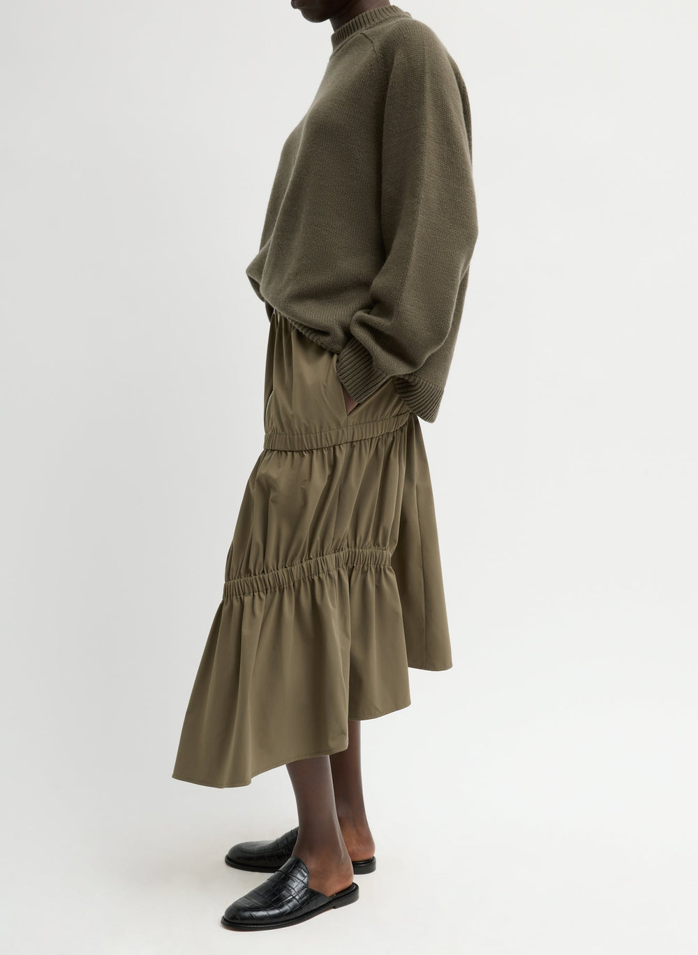 Tech Suiting Asymmetrical Skirt | Tibi