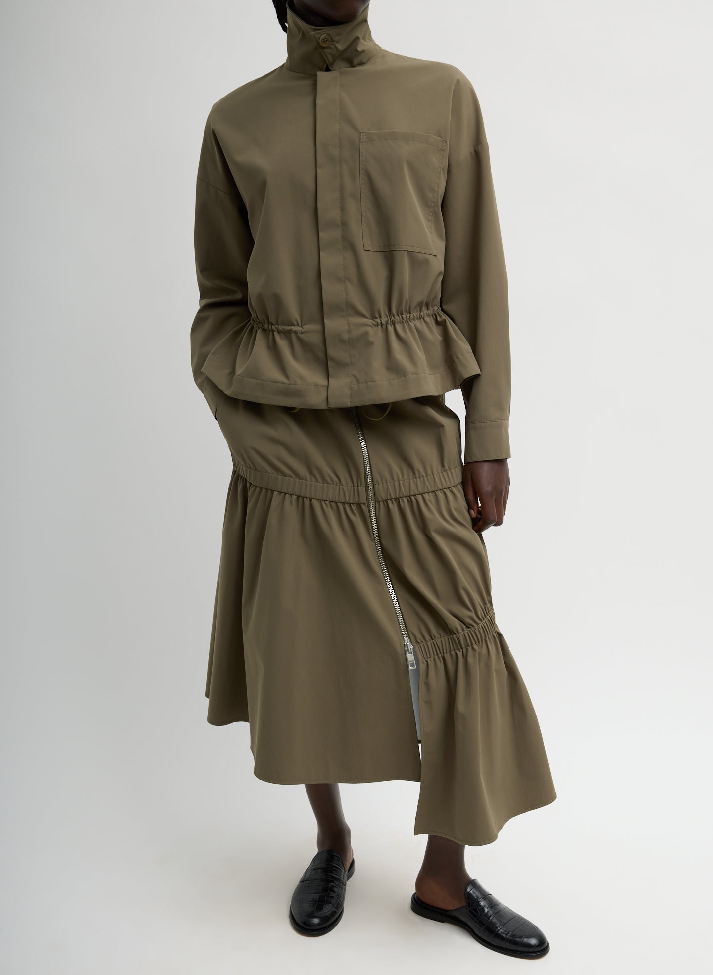 Tech Suiting Asymmetrical Skirt | Tibi
