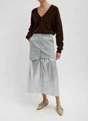 Silver Metallic Nylon Pull On Full Skirt | Tibi