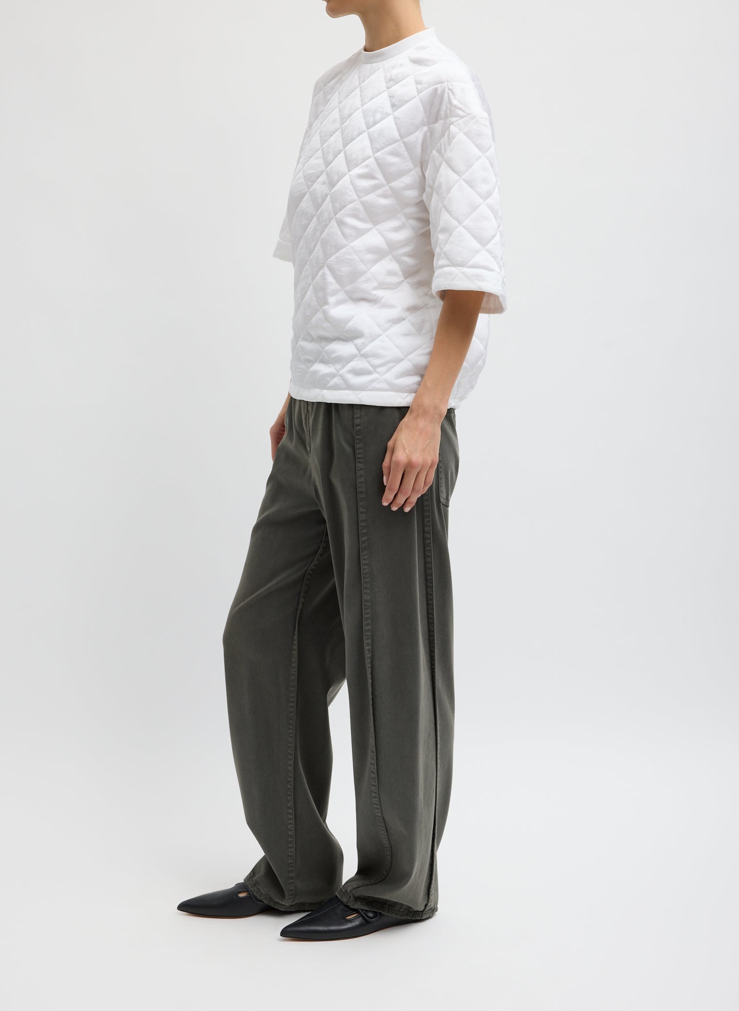 Garment Dyed Stretch Twill Tuck Pant | Tibi