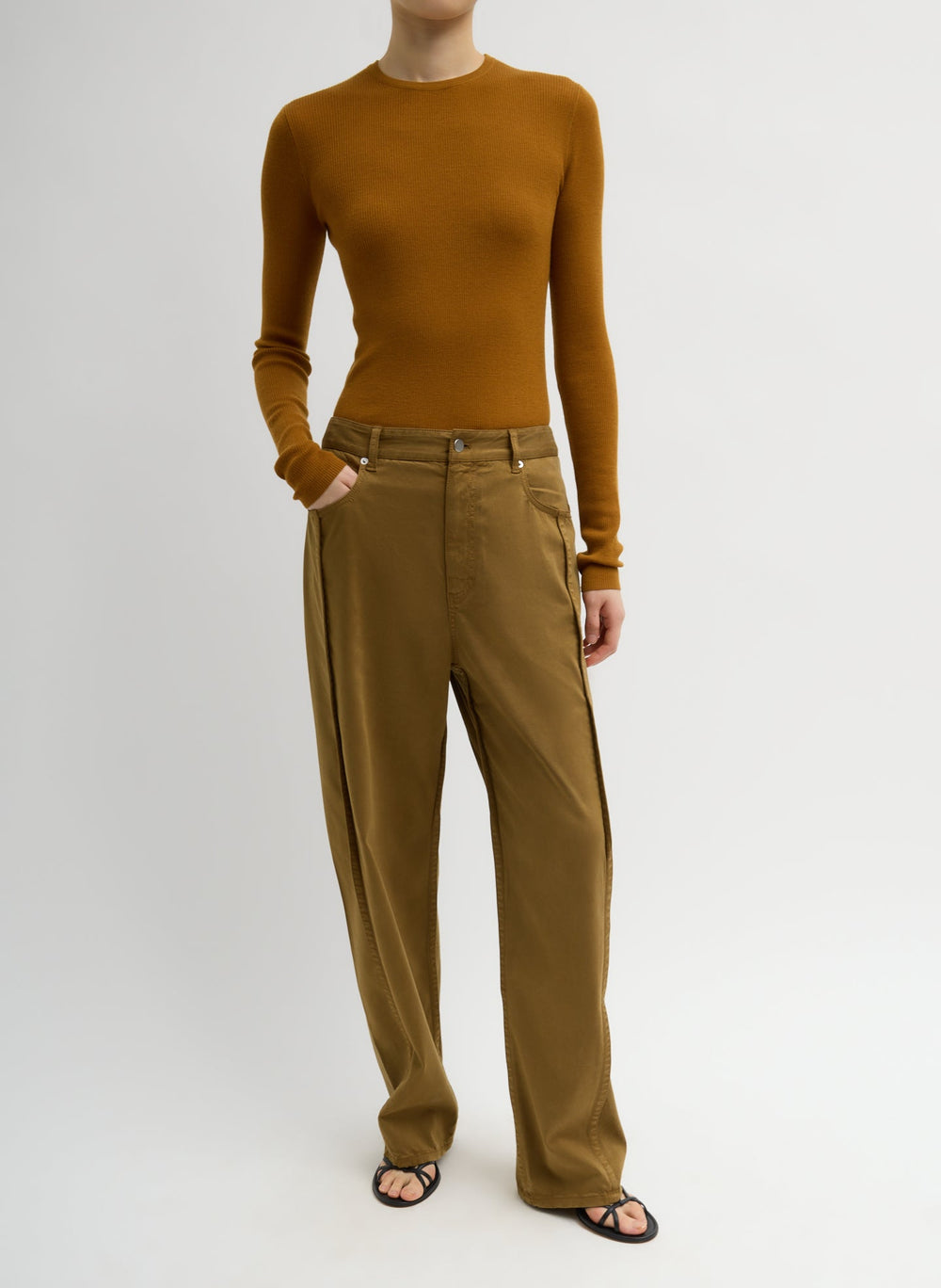 Garment Dyed Stretch Twill Tuck Pant | Tibi