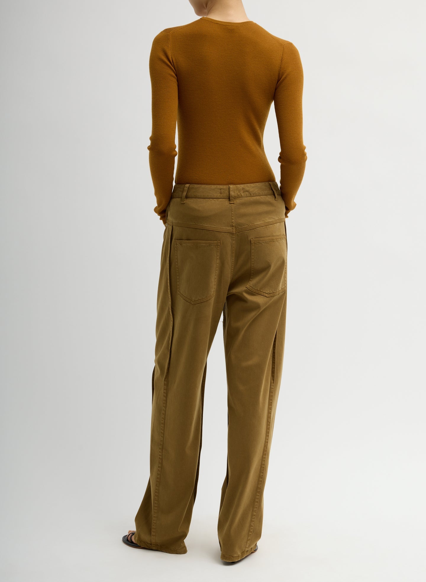 Garment Dyed Stretch Twill Tuck Pant | Tibi