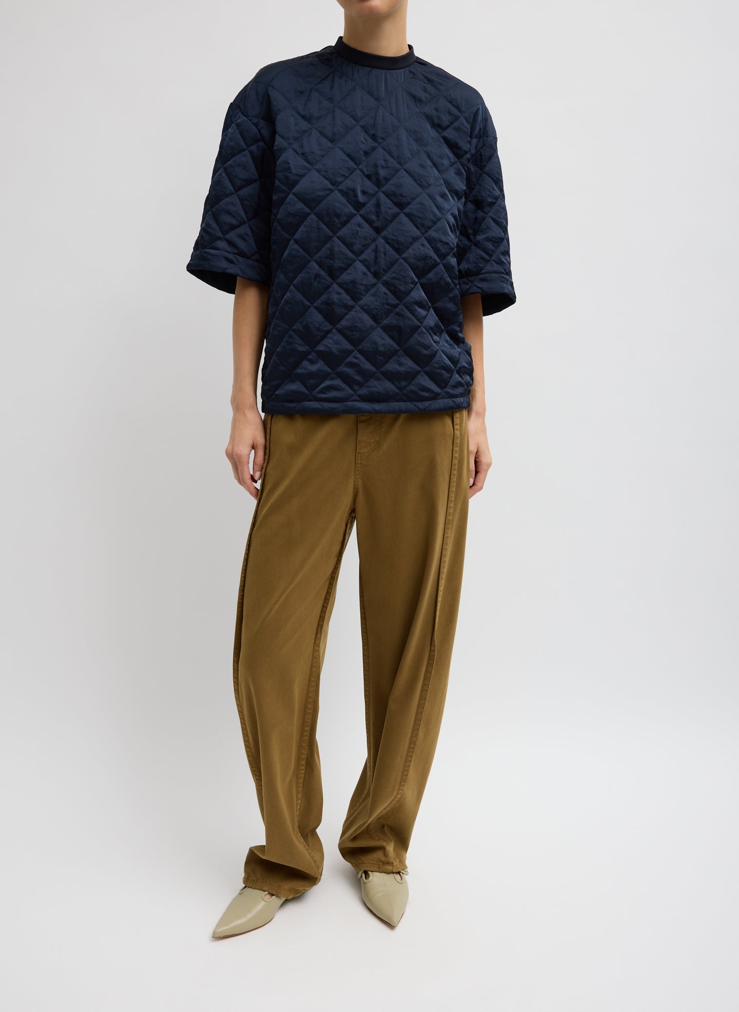 Garment Dyed Stretch Twill Tuck Pant | Tibi