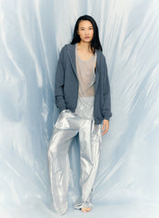 Silver Metallic Nylon Winslow Pant | Tibi