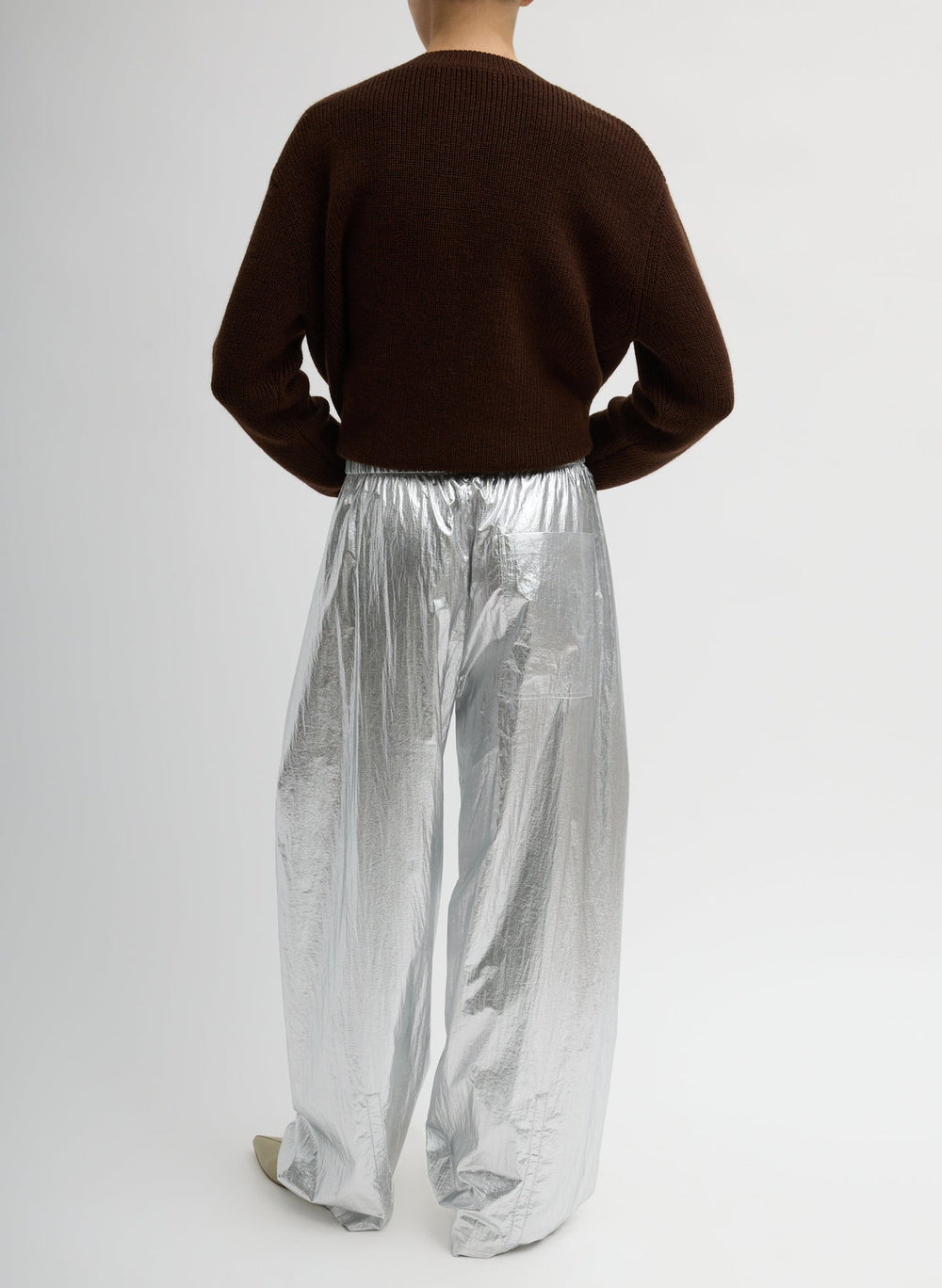 Silver Metallic Nylon Winslow Pant | Tibi
