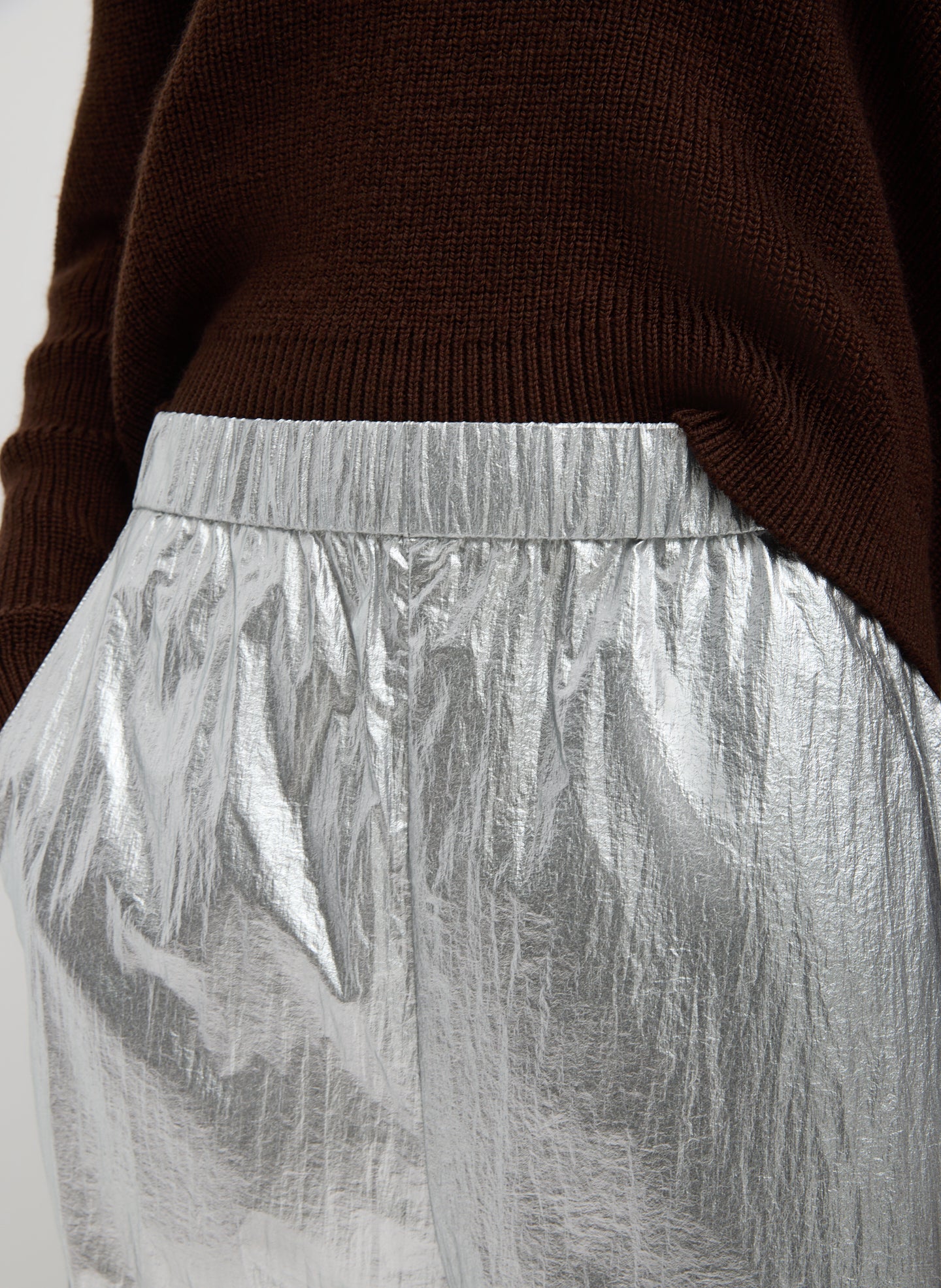 Silver Metallic Nylon Winslow Pant | Tibi