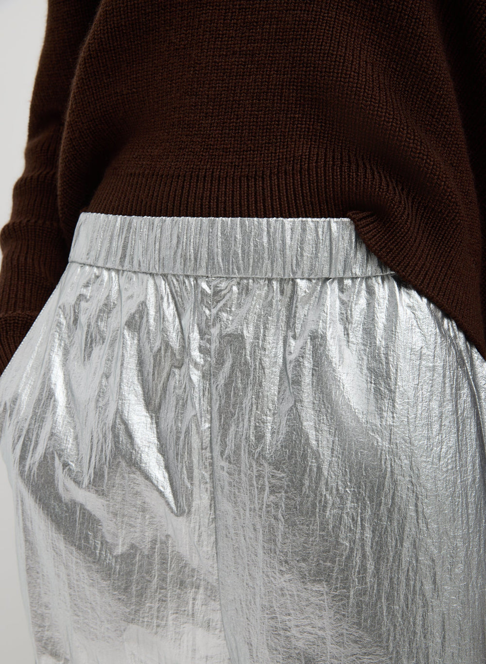 Silver Metallic Nylon Winslow Pant | Tibi