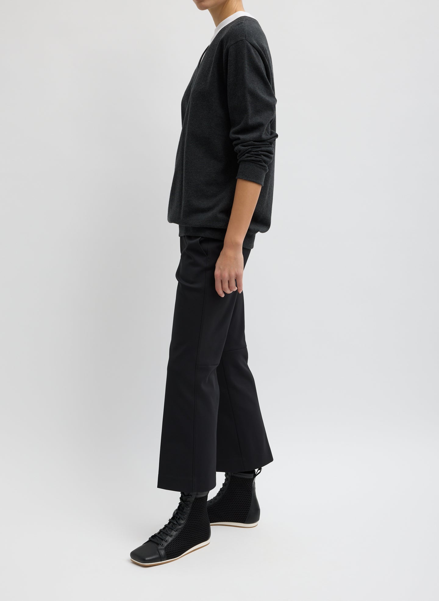 Compact Tech Knit Cropped Bootcut Pant | Tibi