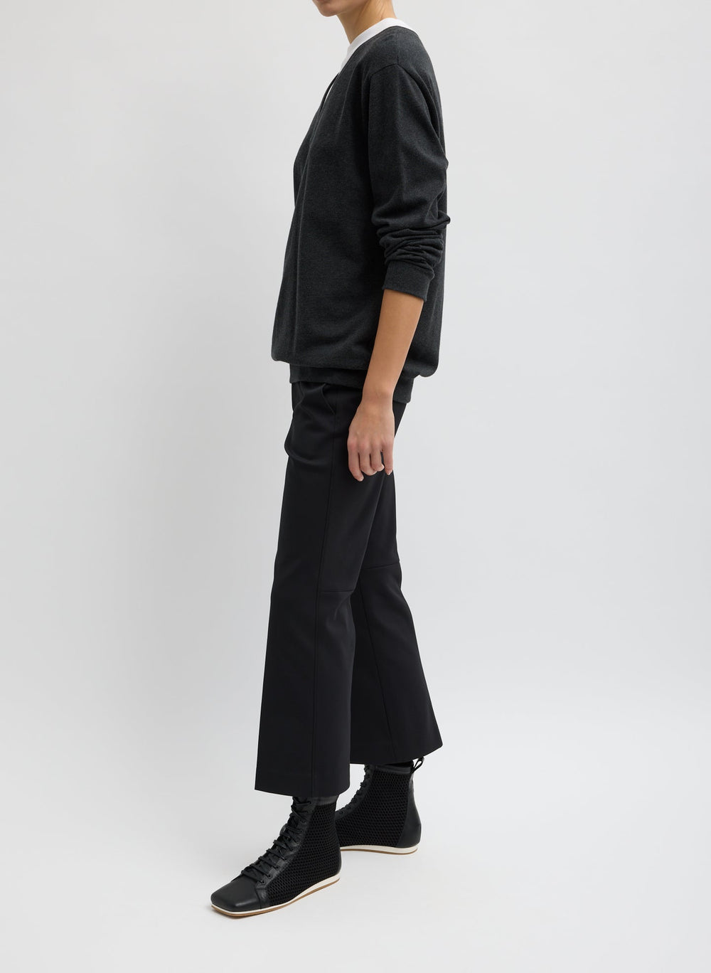 Compact Tech Knit Cropped Bootcut Pant | Tibi