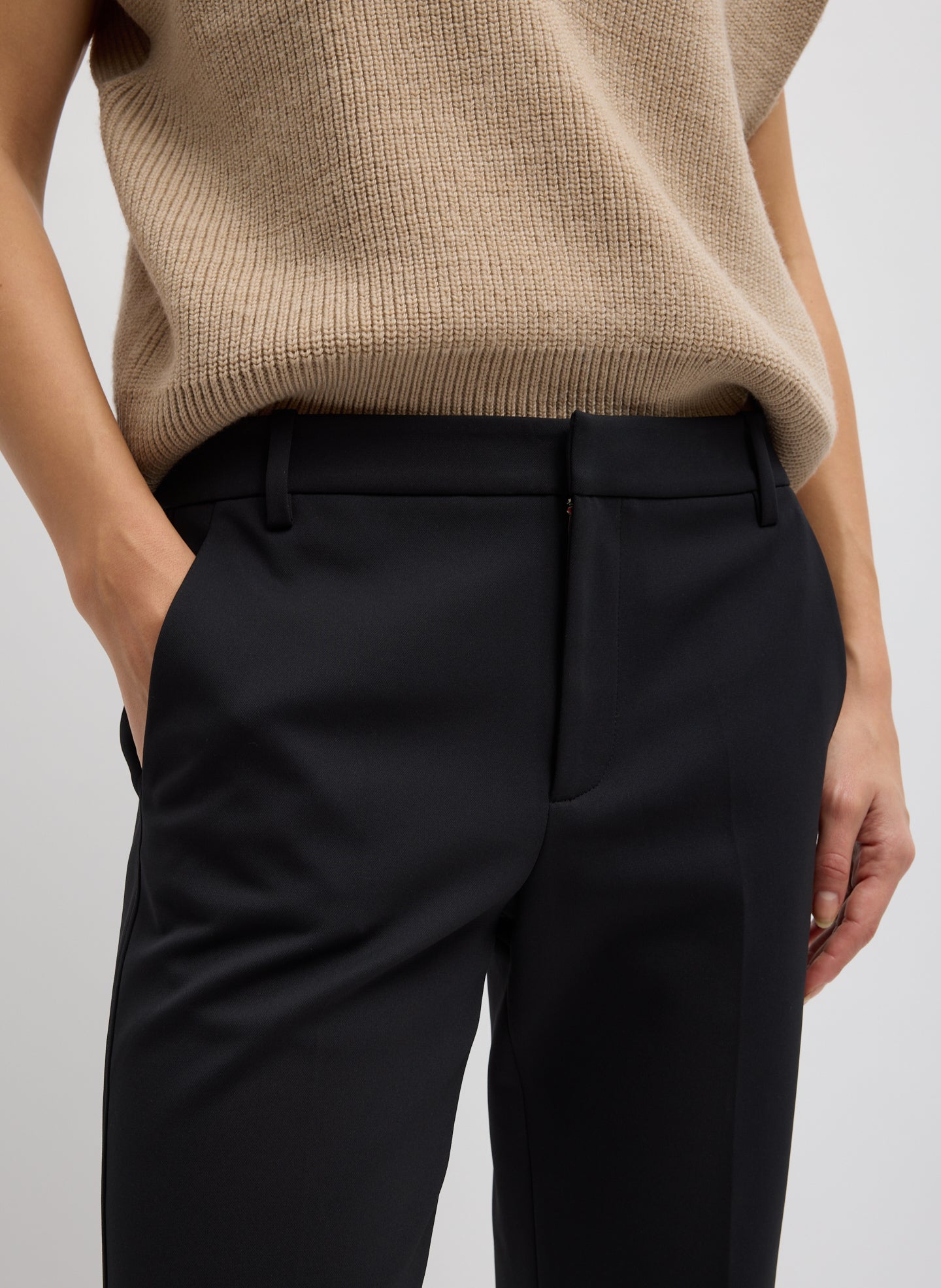 Compact Tech Knit Cropped Bootcut Pant | Tibi