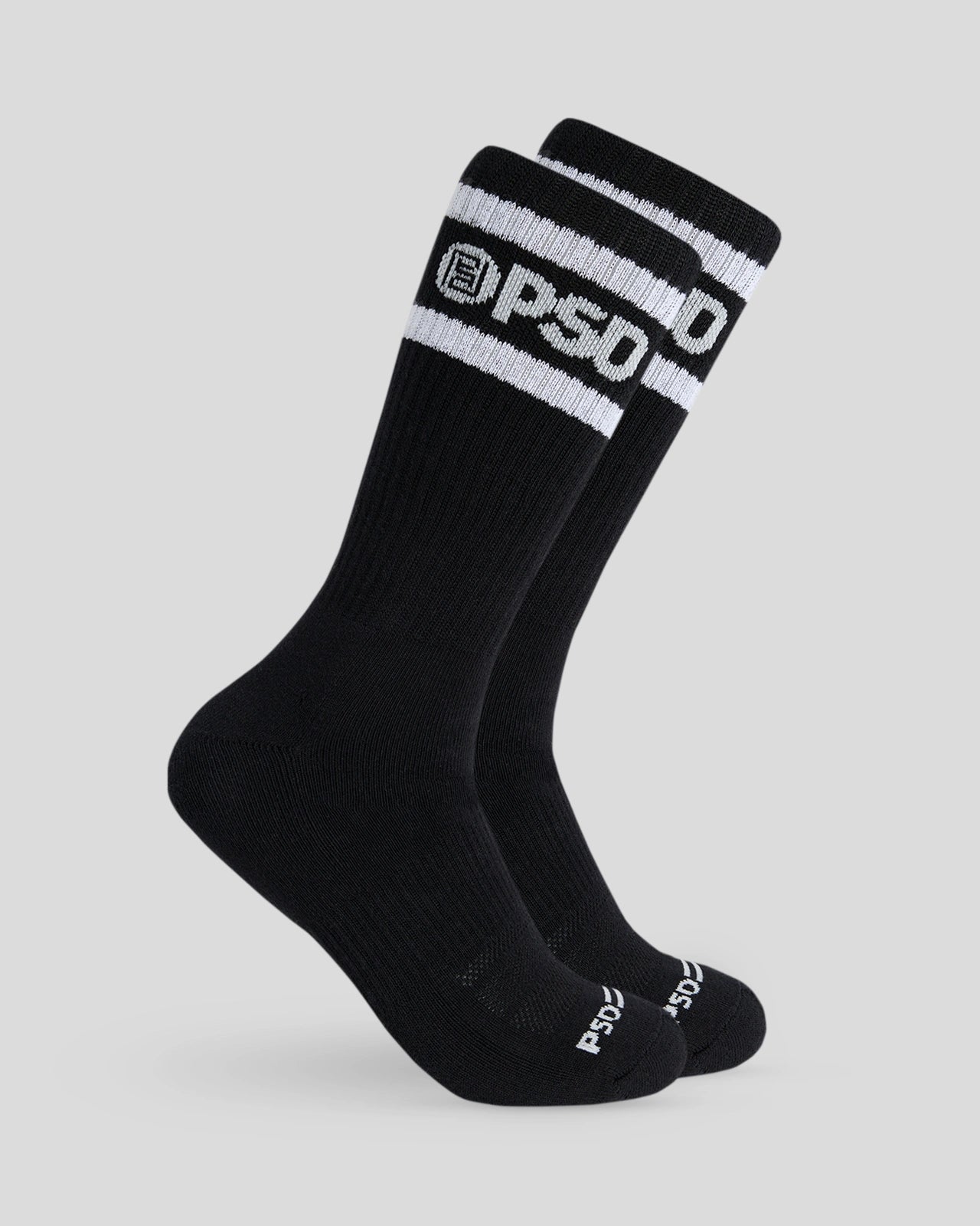 PSD 3 Pack - Logo Stripe Crew - Black - Crew Sock