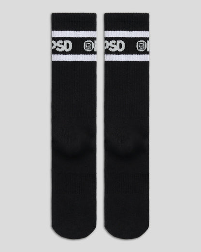 PSD 3 Pack - Logo Stripe Crew - Black - Crew Sock