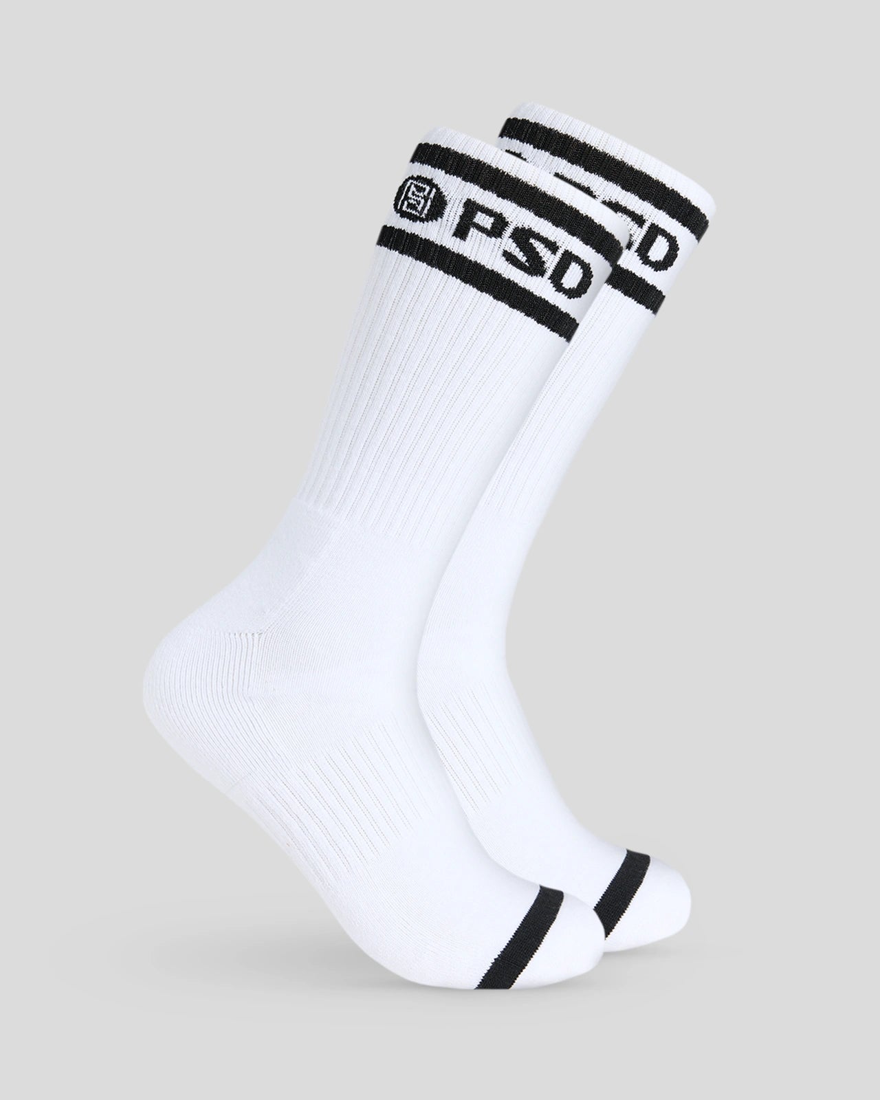 PSD 3 Pack - Logo Stripe Crew - White - Crew Sock