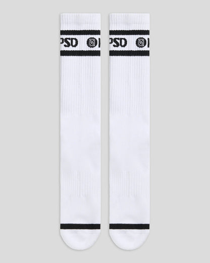 PSD 3 Pack - Logo Stripe Crew - White - Crew Sock