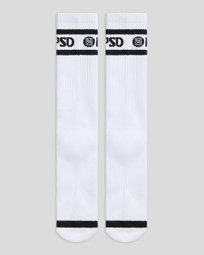 PSD 3 Pack - Logo Stripe Crew - White - Crew Sock
