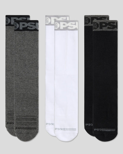 PSD 3 Pack - Band Crew - Grey/White/Black - Crew Sock