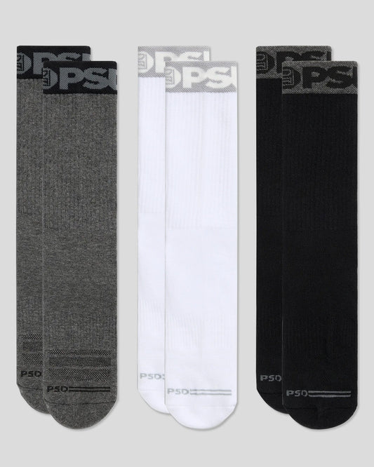 PSD 3 Pack - Band Crew - Grey/White/Black - Crew Sock