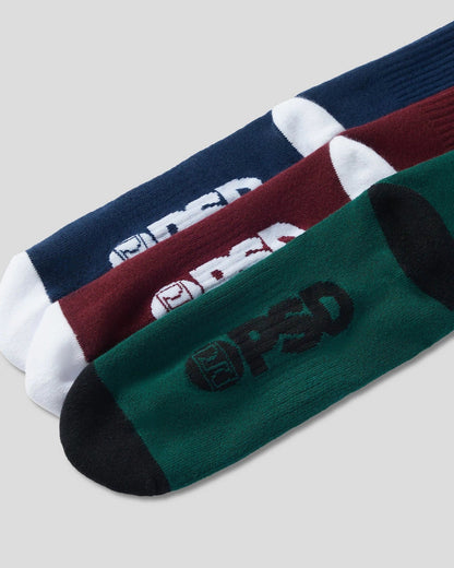 PSD 3 Pack - Logo Crew - Dark Tones - Crew Sock