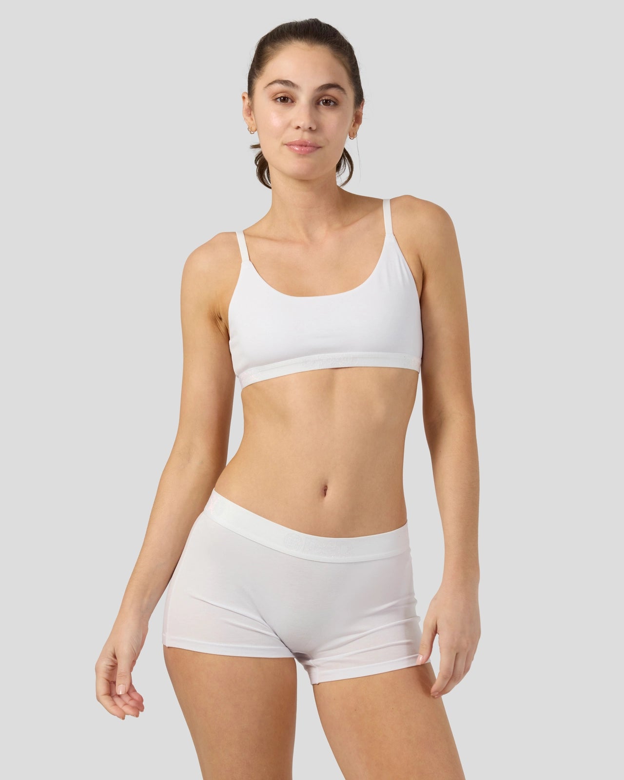 PSD Modal Solids - White - Boy Short - Modal