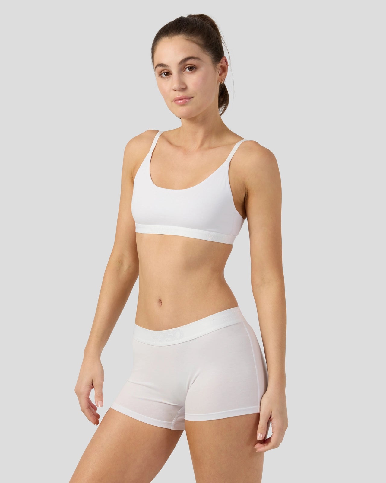 PSD Modal Solids - White - Boy Short - Modal