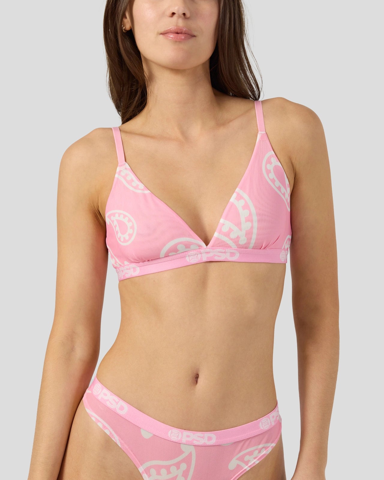 PSD Mesh - Pink Bandana - Triangle Bralette - Mesh